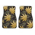 Gold Cannabis Leaf Pattern Print Front Car Floor Mats