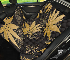 Gold Cannabis Leaf Pattern Print Pet Car Back Seat Cover