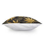 Gold Cannabis Leaf Pattern Print Pillow Cover
