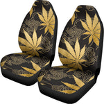 Gold Cannabis Leaf Pattern Print Universal Fit Car Seat Covers