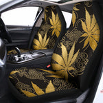 Gold Cannabis Leaf Pattern Print Universal Fit Car Seat Covers