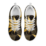 Gold Cannabis Leaf Pattern Print White Sneakers
