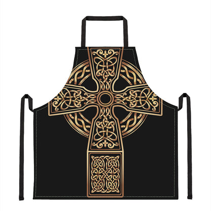 Gold Celtic Knot Cross Print Apron