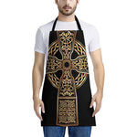 Gold Celtic Knot Cross Print Apron