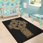 Gold Celtic Knot Cross Print Area Rug