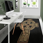 Gold Celtic Knot Cross Print Area Rug