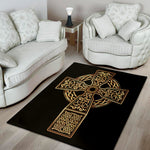 Gold Celtic Knot Cross Print Area Rug