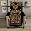 Gold Celtic Knot Cross Print Armchair Protector