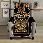 Gold Celtic Knot Cross Print Armchair Protector