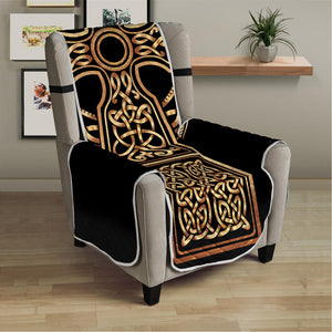 Gold Celtic Knot Cross Print Armchair Protector