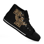 Gold Celtic Knot Cross Print Black High Top Shoes