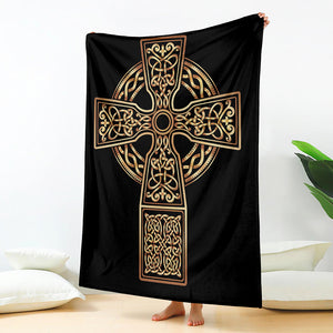 Gold Celtic Knot Cross Print Blanket