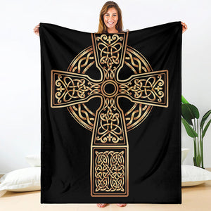 Gold Celtic Knot Cross Print Blanket