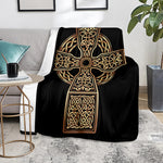 Gold Celtic Knot Cross Print Blanket