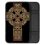 Gold Celtic Knot Cross Print Car Center Console Cover