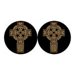 Gold Celtic Knot Cross Print Car Coasters