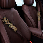 Gold Celtic Knot Cross Print Car Seat Belt Covers