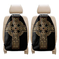 Gold Celtic Knot Cross Print Car Seat Organizers