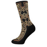 Gold Celtic Knot Cross Print Crew Socks