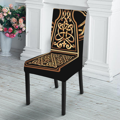 Gold Celtic Knot Cross Print Dining Chair Slipcover