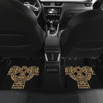 Gold Celtic Knot Cross Print Front and Back Car Floor Mats