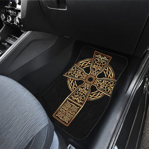 Gold Celtic Knot Cross Print Front Car Floor Mats