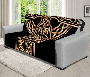 Gold Celtic Knot Cross Print Futon Protector