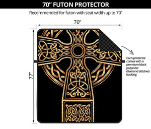 Gold Celtic Knot Cross Print Futon Protector