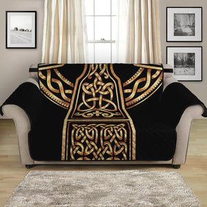 Gold Celtic Knot Cross Print Loveseat Protector