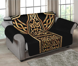 Gold Celtic Knot Cross Print Loveseat Protector