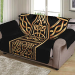 Gold Celtic Knot Cross Print Loveseat Protector