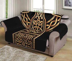 Gold Celtic Knot Cross Print Loveseat Protector