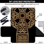 Gold Celtic Knot Cross Print Loveseat Protector