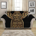 Gold Celtic Knot Cross Print Loveseat Protector