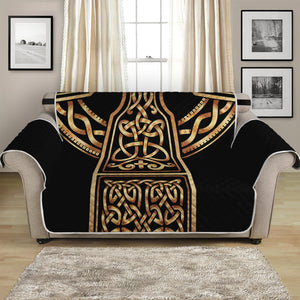 Gold Celtic Knot Cross Print Loveseat Protector