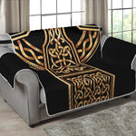 Gold Celtic Knot Cross Print Loveseat Protector