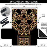 Gold Celtic Knot Cross Print Loveseat Protector