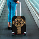 Gold Celtic Knot Cross Print Luggage Cover