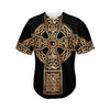 Gold Celtic Knot Cross Print Men's Baseball Jersey