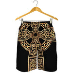 Gold Celtic Knot Cross Print Men's Shorts