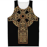 Gold Celtic Knot Cross Print Men's Tank Top