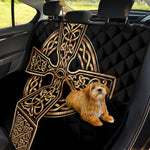 Gold Celtic Knot Cross Print Pet Car Back Seat Cover