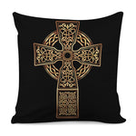 Gold Celtic Knot Cross Print Pillow Cover