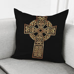 Gold Celtic Knot Cross Print Pillow Cover