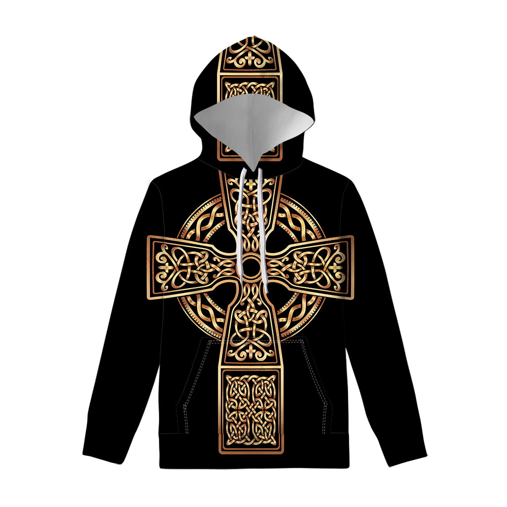 Gold Celtic Knot Cross Print Pullover Hoodie