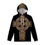 Gold Celtic Knot Cross Print Pullover Hoodie