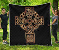 Gold Celtic Knot Cross Print Quilt