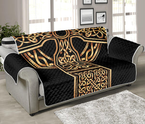 Gold Celtic Knot Cross Print Sofa Protector