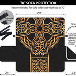 Gold Celtic Knot Cross Print Sofa Protector