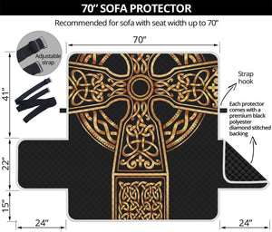 Gold Celtic Knot Cross Print Sofa Protector